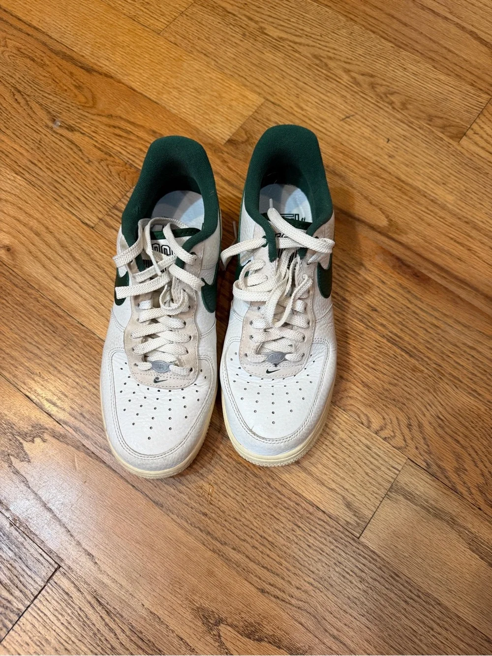 White and Green Nike Air